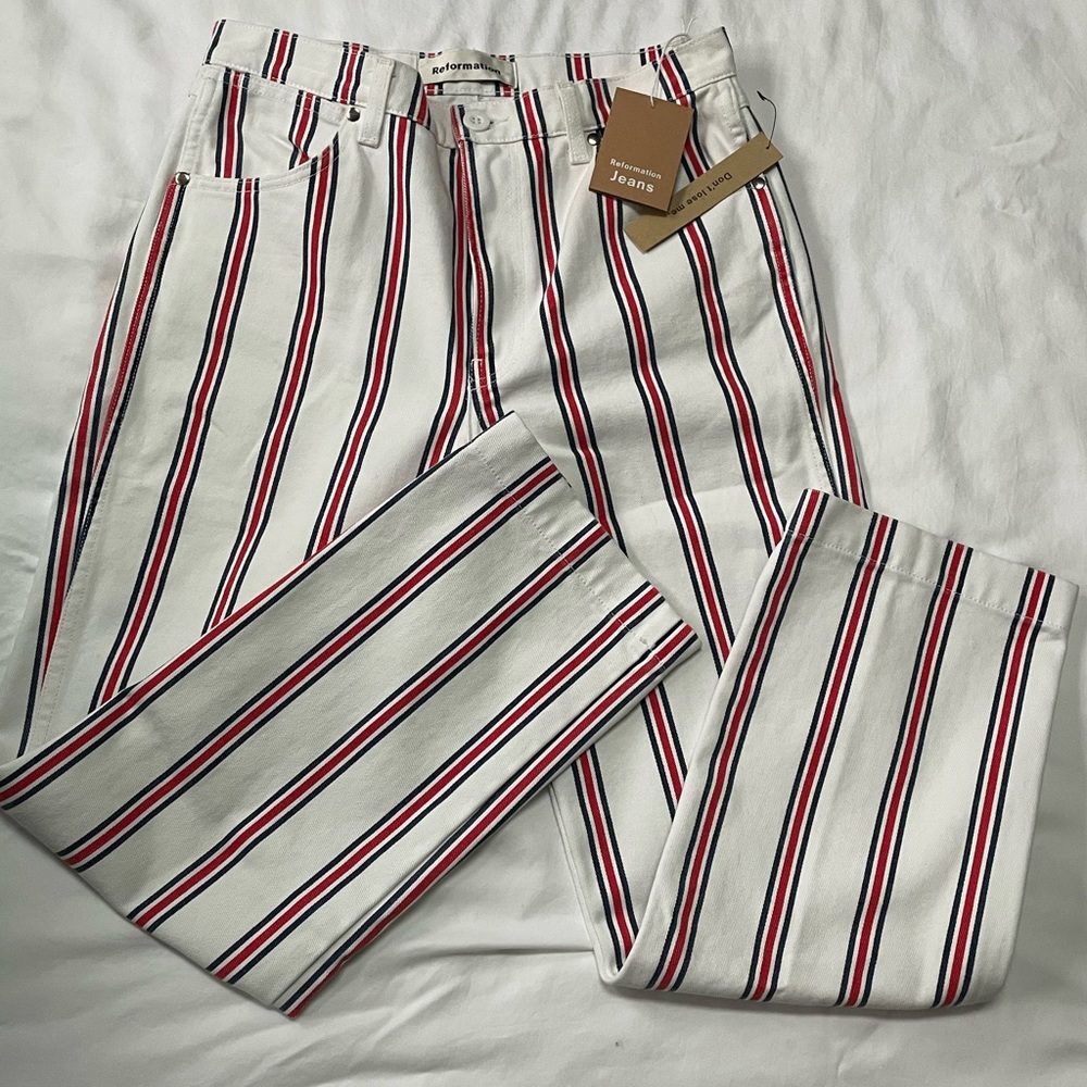 Reformation // Roper Pants // Size 29 // White Red Blue // Wide Leg